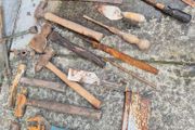 old vintage classic tools hammer drill hatchet