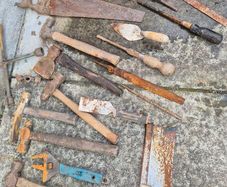 old vintage classic tools hammer drill hatchet