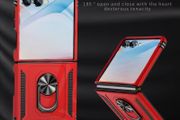 2-in-1 Shockproof Protective Case with Magnetic Ring Stand Foldable Screen Phone Cover for Galaxy Z Flip7 Full Coverage Anti-Drop Bracket Phone Case