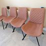Set of 4 modern dining chairs - dusty-rose fabric with black legs Image 2