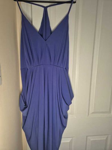Blue midi dress with racer back and pockets