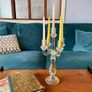 Genuine Antique Candelabra 5 Candles Slight Yellow Irradiated Glass Image 8