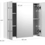 Bathroom Wall Cabinet, Cupboard with Mirror, 3-Door Storage Cabinet, 60 x 15 x 55 cm, with Adjustable Shelf, Modern, White (FREE POSTAGE) Image 5