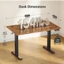 Electric Standing Desk 120x60cm Height Adjustable Desk with 3 Memory Presets & Sit Stand Reminder, Quiet Home Office Computer Desk with LED Display, Cable Holes & Hooks, Rustic Brown Image 9