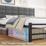 King Size Bed Frame Upholstered Platform Bed with Square Tufted Headboard Image 5