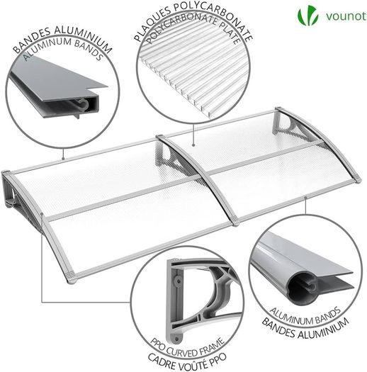 Front Door Canopy Outdoor Awning, Rain Shelter for Back Door, Porch, Patio, Window, 200 x 80 cm