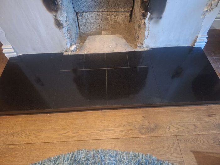 Black granite hearth