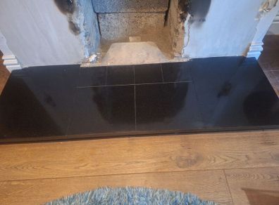 Black granite hearth