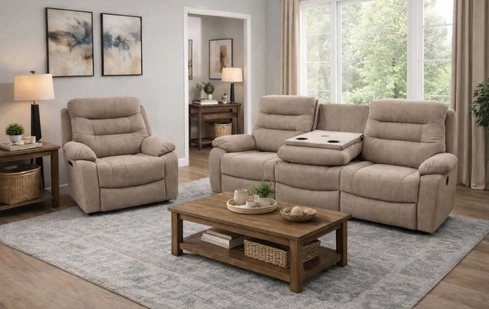 Zenia Grey & Beige Fabric Electrical Recliner