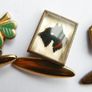 Vintage Trefoil Cufflinks: Reverse Carved Lucite, Gilded Copper Image 8