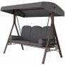 3 Seat Garden Swing Chair Steel Swing Bench w/ Cushions Cup Trays Image 2