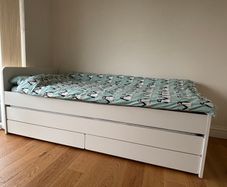 IKEA bed frame with pull-out underbed and storage with Mattresses