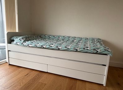 IKEA bed frame with pull-out underbed and storage with Mattresses