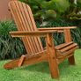 Chair wooden Adirondack Acacia Wood 160 kg Load Capacity Weatherproof Folding Armrests Garden Lounger Chair Balcony  Wooden Chair Ergonomic Brown Image 4