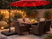 Parasol with LED solar lighting