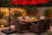 Parasol with LED solar lighting