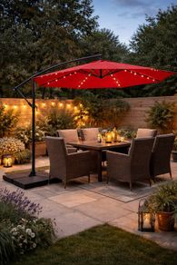 Parasol with LED solar lighting