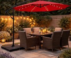 Parasol with LED solar lighting