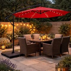 Parasol with LED solar lighting