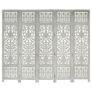 Hand Carved 5-Panel Room Divider Grey 200x165 cm Solid Mango Wood Image 4
