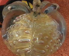 peach glass paper weight,on offer