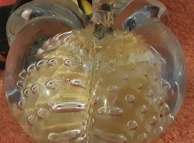 peach glass paper weight,on offer