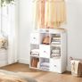 _bookcase, office cabinet, bookshelf, standing shelf with 3 doors, with 9 cubes, for office, study, living room, children's room, modern, white Image 3