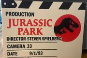Jurassic park display scene clap board