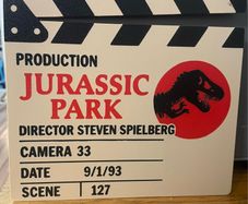 Jurassic park display scene clap board