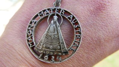 Vintage Magna Mater Austriae 1934 Cut 5 Schilling Silver Coin Pendant