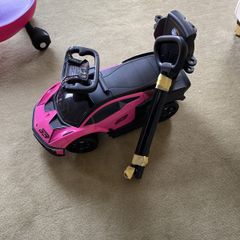 Lamborghini Car 2-in-1 Push-Along Ride On Pink