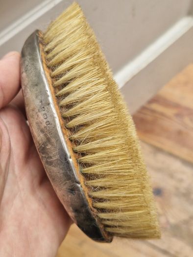 Rough Estimate of 35/40 grams of Antique Silver Brushes and Leather Case