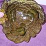 Vintage Indiana Glass Candy Dish Loganberry Berries & Leaves Triangular Green Image 3