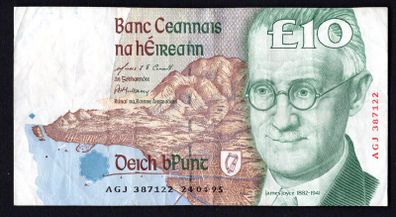 1995 Ireland IR10 James Joyce Banknote Series C. Note issued 24/04/95. Serial number AGJ387122