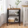 _Serving Trolley Kitchen Trolley 4 Wheels Steel Frame 3 Shelves for Kitchen Living Room Industrial Design Vintage Brown Image 2