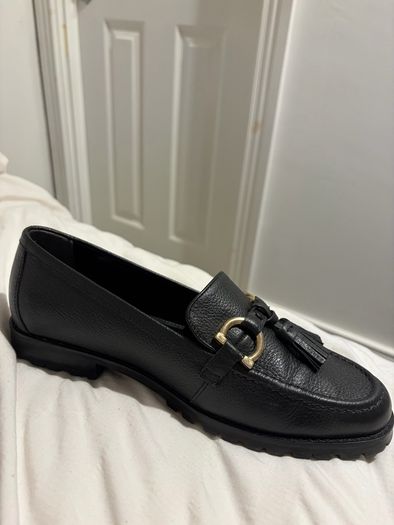 Dune London Black Leather Loafers - Size UK 5