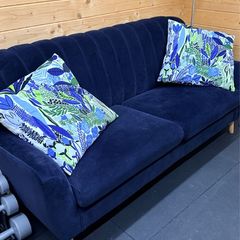 velvet blue sofa