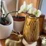Vintage Celtic Kilrush Vase Wavy Bark Pattern Mustard Glaze 6 inch Image 3