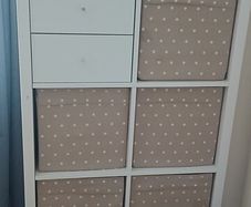 Ikea Kallax storage with drawers and boxes