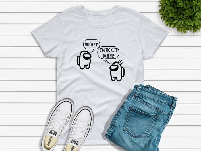 Too Cute to Be Sus - You Look Sus Shirt, Among Us Shirt, T Shirt, You Look Sus T Shirt, Shirts, Adult, Unisex, Youth - Gaming