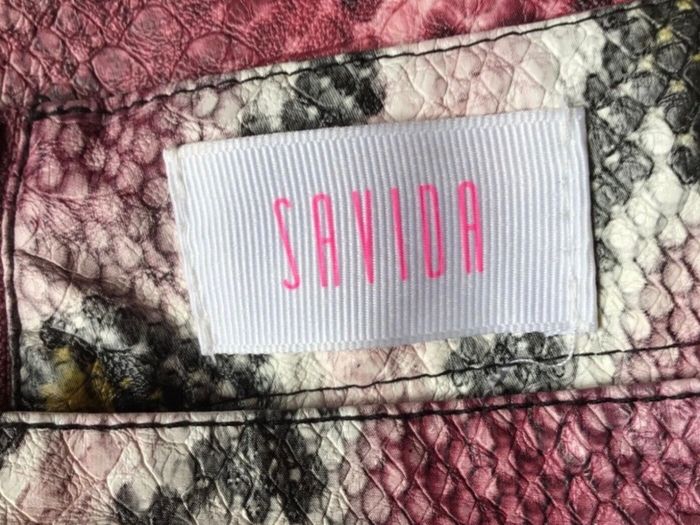 Savida Pink Animal Print Pleather A Line Knee Length Skirt /pockets L Uk  16 Including Post