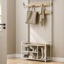 Hallway Coat Rack with Bench & Shoe Storage 9 Hooks Industrial Coat Stand Image 2