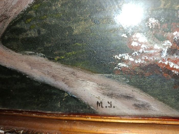 Antique oil painting on board