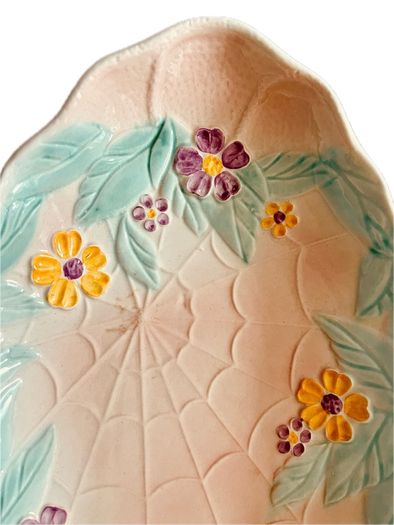 Vintage Avonware Floral Serving Dish; English; Pastel Majolica Style; 32cm