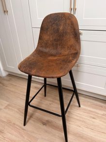 4 kitchen stools coffee faux leather and black legs