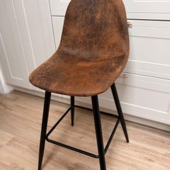 4 kitchen stools coffee faux leather and black legs