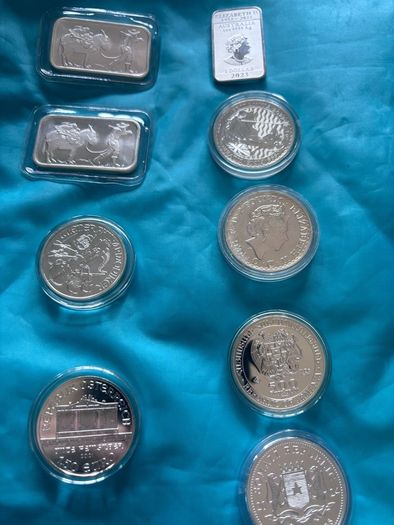12 Silver 1oz bars and Coins 80 each