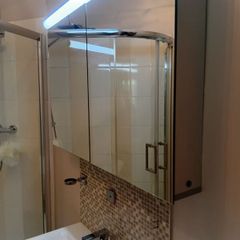 Bathroom mirror storage unit,with sensor lights ,shaver socket