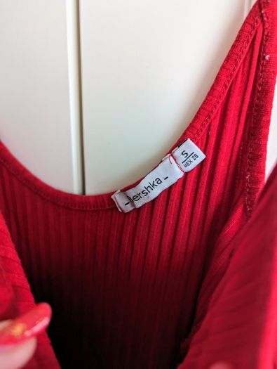bodysuit Red ribbed bodysuit with straps from Bershka bodysuit Basic Red