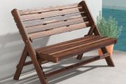 2-Person Garden Bench, Rustic Design, Foldable, Natural Wood, 122 x 63 x 83 cm, Carbonized Surface